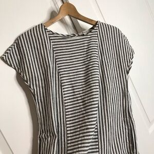 Madewell Stripe Play Button Back Tee Dress Linen Blend Size Small